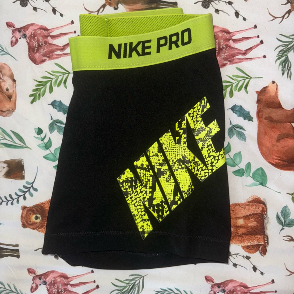 Nike Pro Black and Neon Yellow Shorts